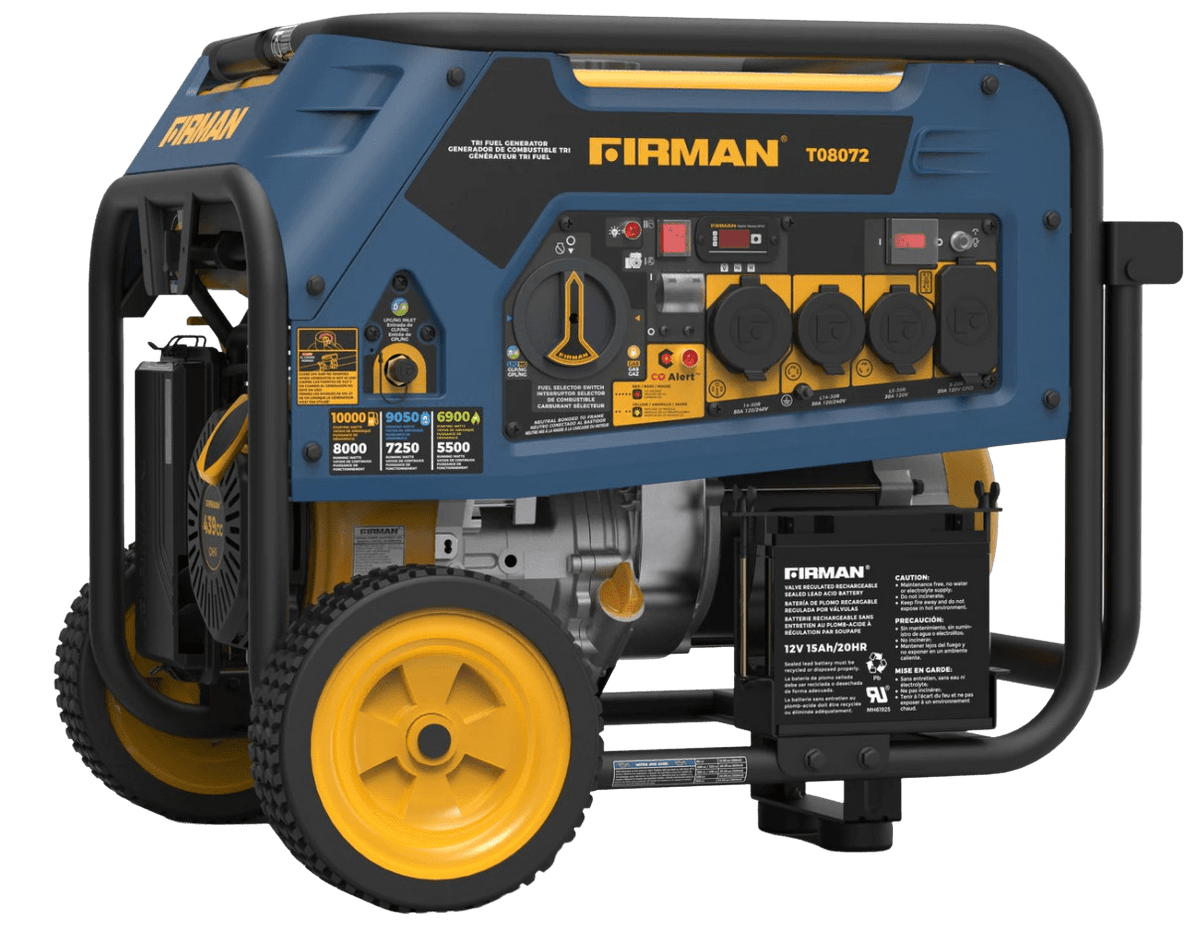 Firman T08072 8000W/10000W 50 Amp Tri-Fuel Electric Start Generator With CO Alert New