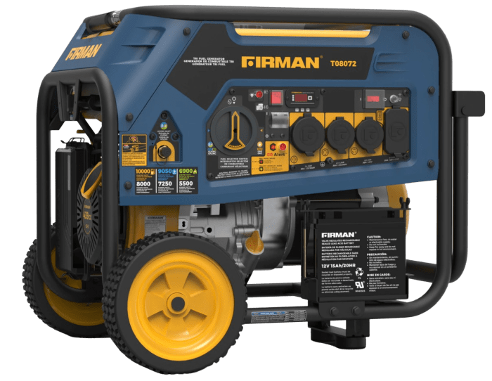 Firman T08072 8000W/10000W 50 Amp Tri-Fuel Electric Start Generator With CO Alert New