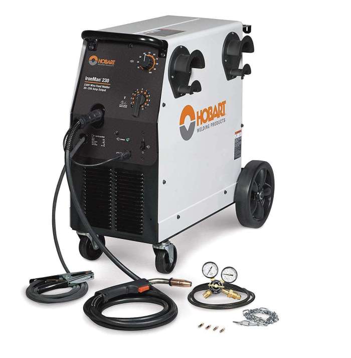 Hobart 500536 Ironman 230 200(208)/230V 60HZ 1 PH MIG Welder with Wheel Kit and Cylinder Rack New