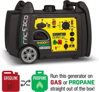 Champion 100263 3100W/3400W Inverter Dual Fuel Electric Start Generator New