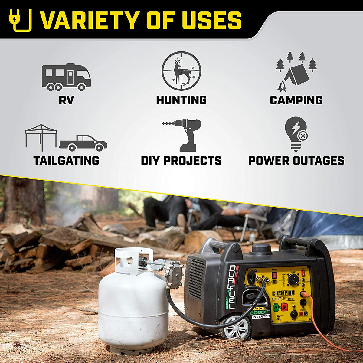 Champion 100263 3100W/3400W Inverter Dual Fuel Electric Start Generator New