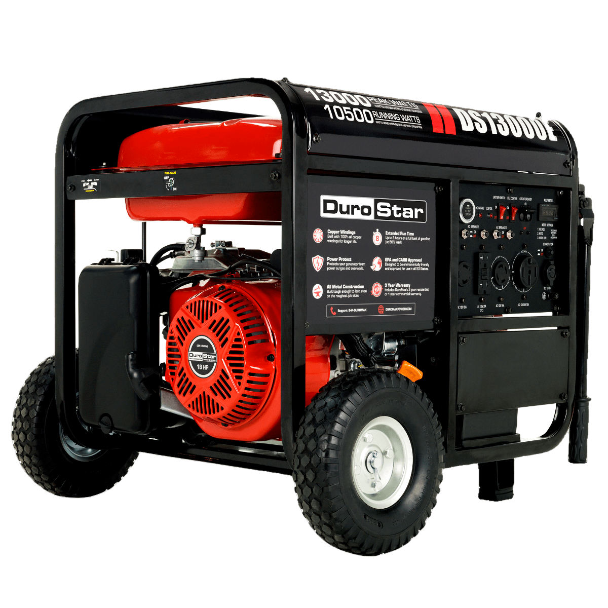 DuroMax / DuroStar DS13000E 10500W/13000W Electric Start Gas Generator New (Red Version of XP13000E)