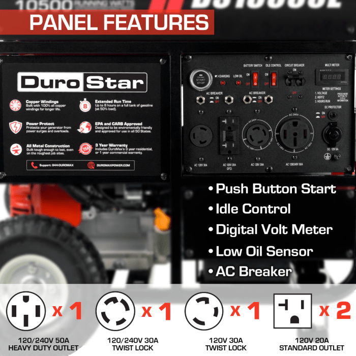 DuroMax / DuroStar DS13000E 10500W/13000W Electric Start Gas Generator New (Red Version of XP13000E)